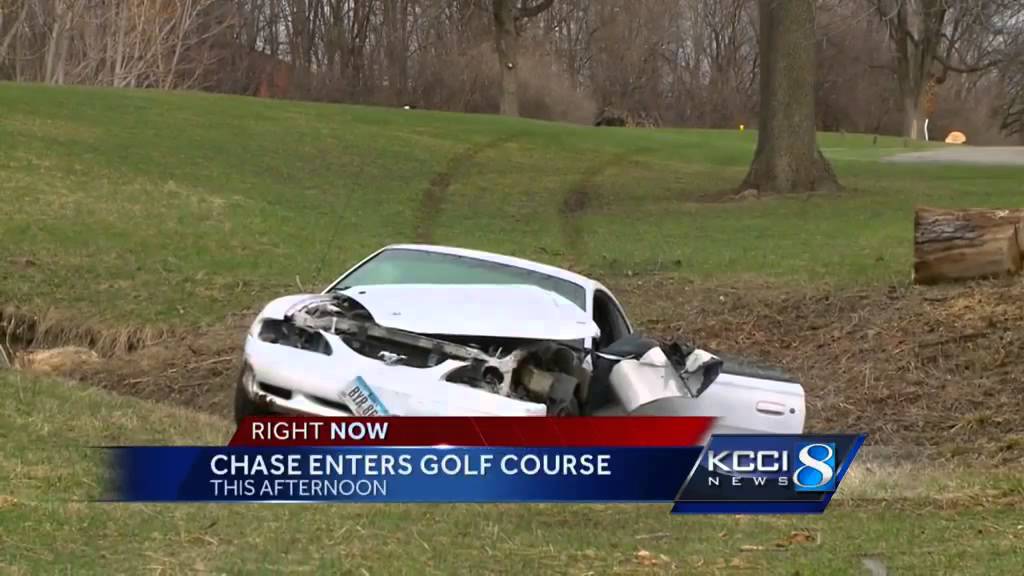Chase rolls across golf course, driver runs off