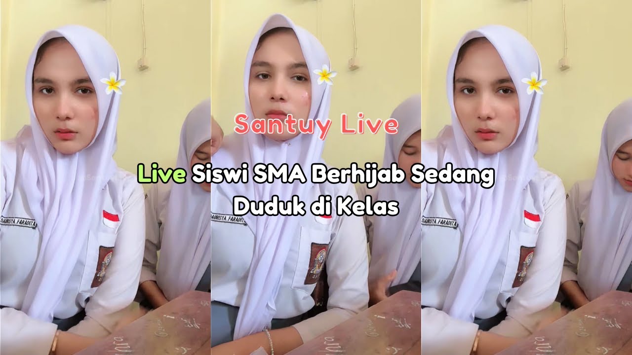 Live Siswi SMA Berhijab Sedang Duduk di Kelas