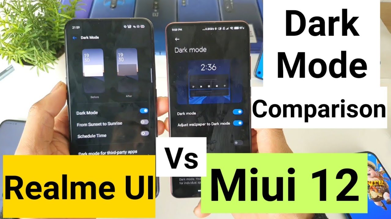 Miui 12 vs realme ui dark mode comparison