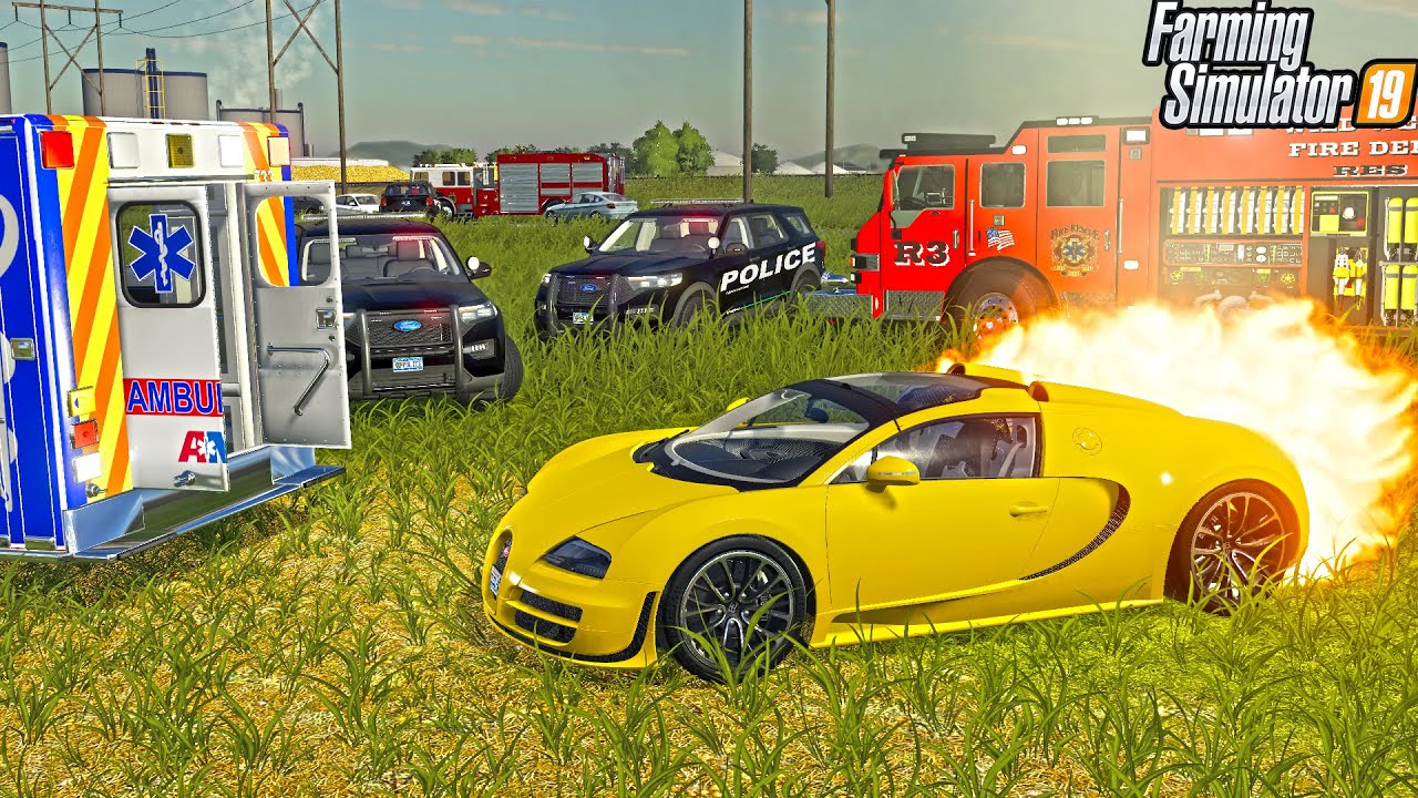 STOLEN BUGATTI CAUGHT ON FIRE (EXPLODED) | FARMING SIMULATOR 2019