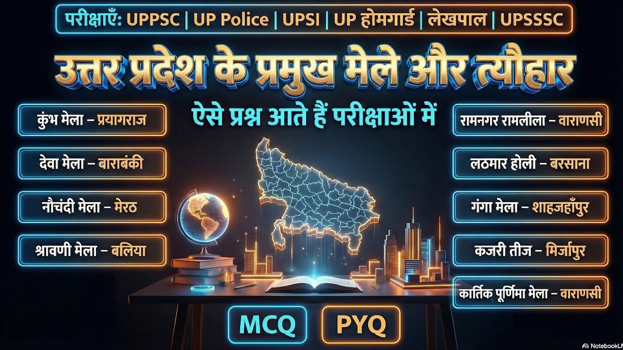 उत्तर प्रदेश के प्रमुख मेले और त्यौहार | UP GK MCQ PYQ | UP Police | UPSSSC | Lekhpal