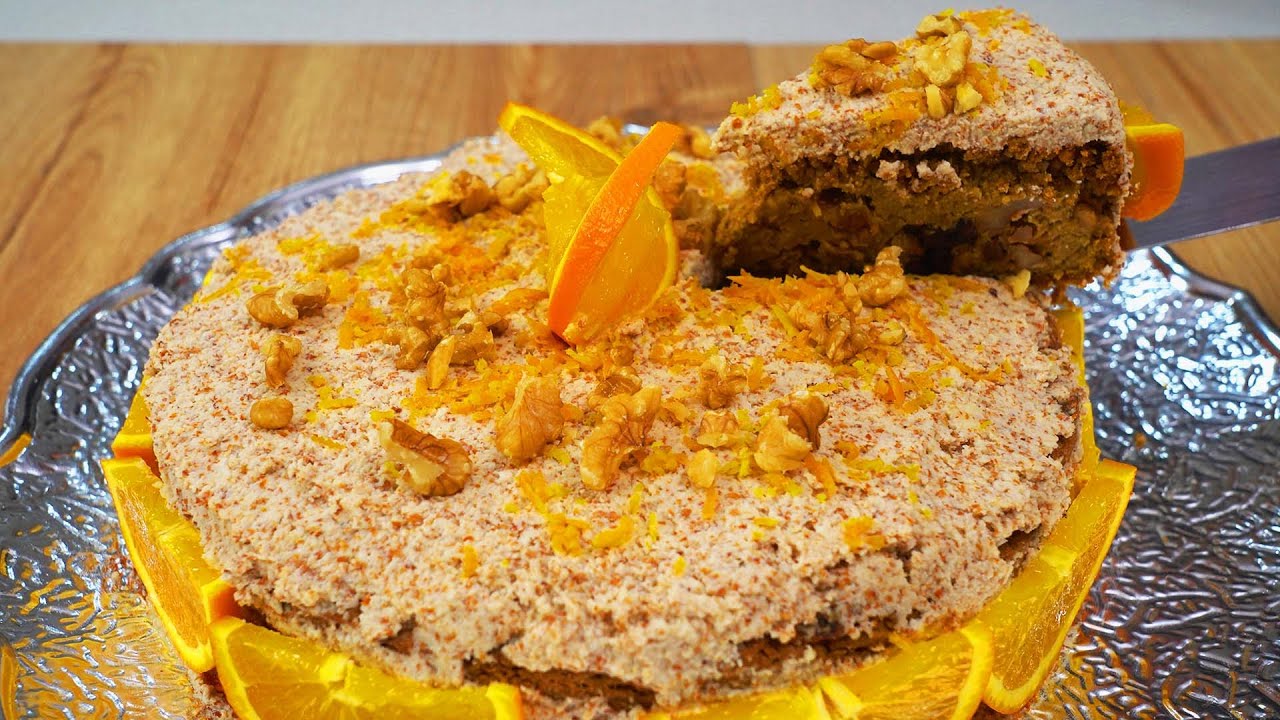 Delicioso bizcocho con avena, zanahoria y naranja || Pastel de avena,  zanahoria y naranja