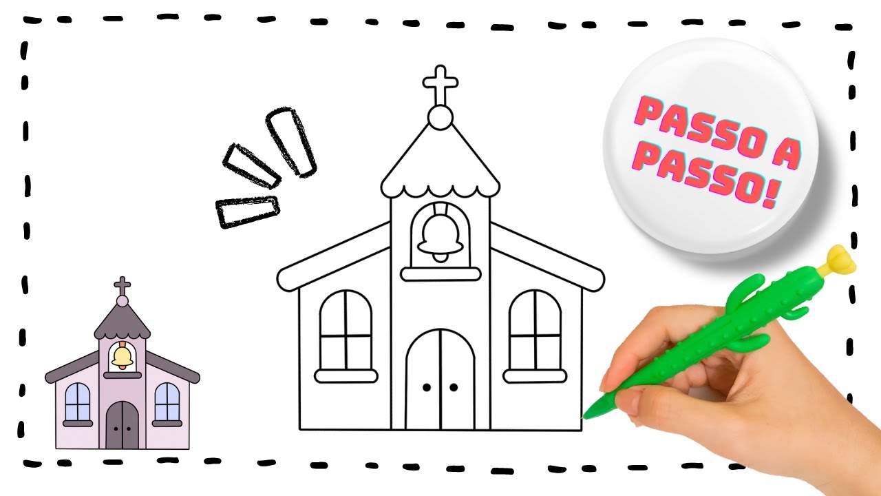🟡 COMO DESENHAR UMA IGREJA PASSO A PASSO • Tutorial de Desenho | ArteKIDS