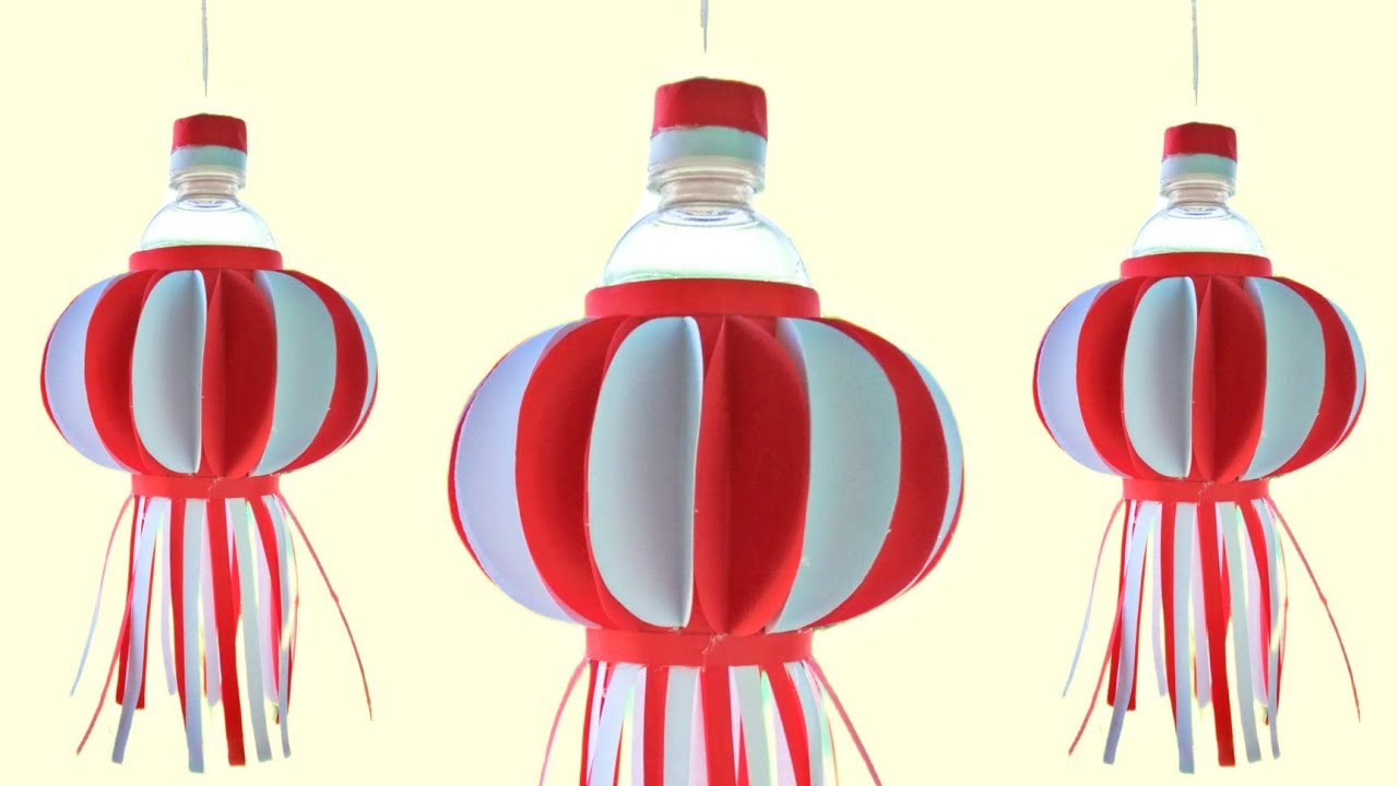 LAMPION MERAH PUTIH DARI KERTAS & BOTOL PLASTIK BEKAS - HIASAN 17 AGUSTUS KREATIF - DIY