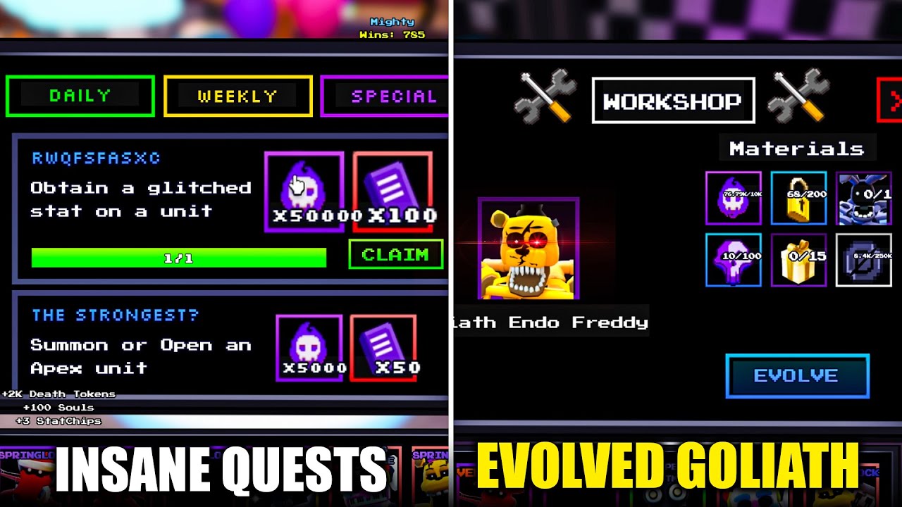 NEW FNAF TD Insane Rewards Quests Update & Evolved Goliath Endo!
