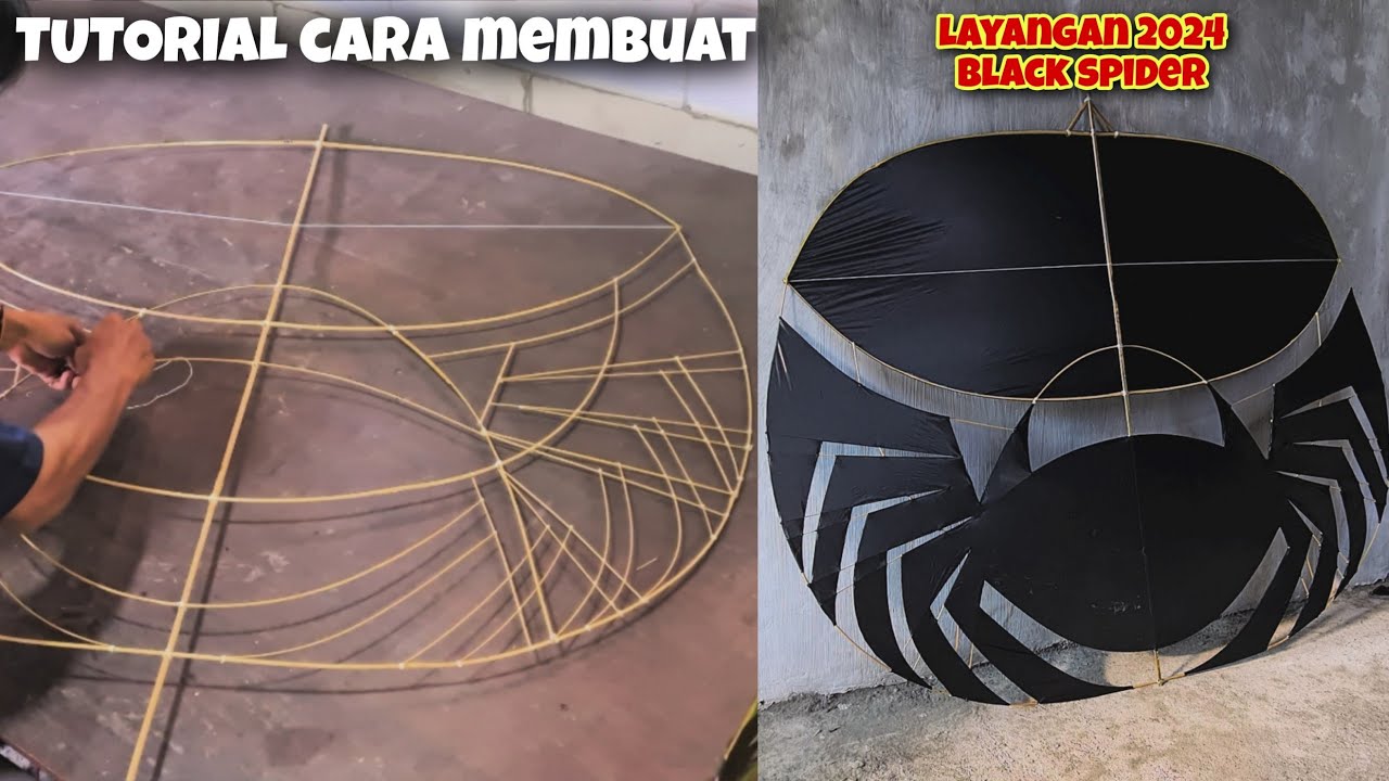 CARA MEMBUAT LAYANGAN BLACK SPIDER MINI UKURAN 120 CM - LAYANGAN VIRAL 2024