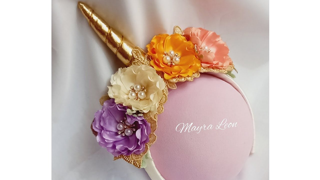 como hacer una diadema con flores de ondas |diadema de unicornio colorida|@mayraleon4265