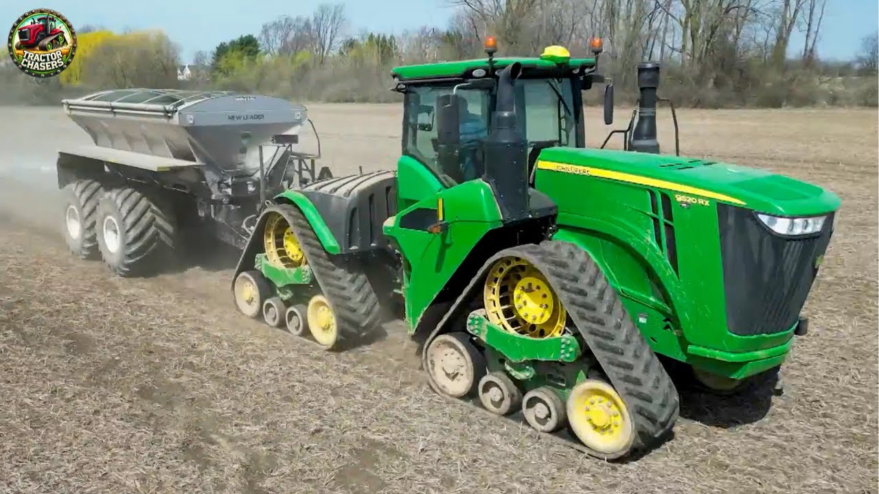 Spreading Fertilizer with John Deere 9520RX Tractor