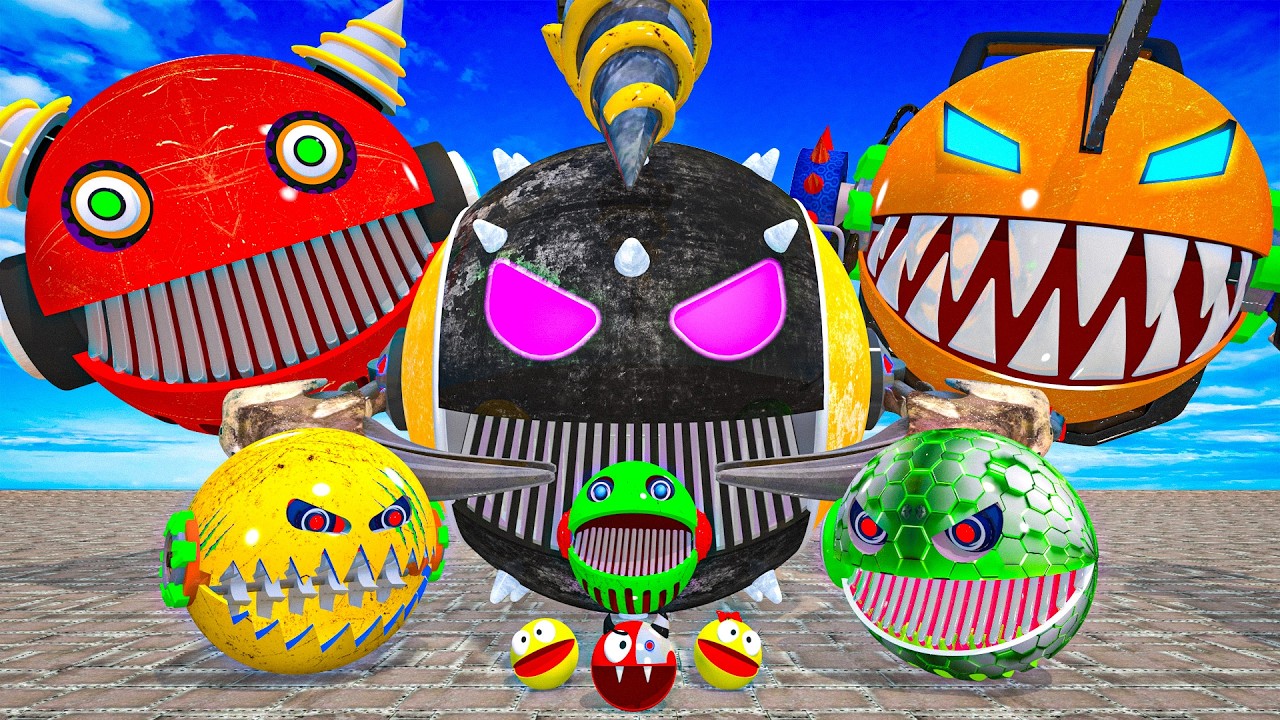 YELLOW ROBOT PACMAN VS EVIL PACMAN AND SCORPION PACMAN