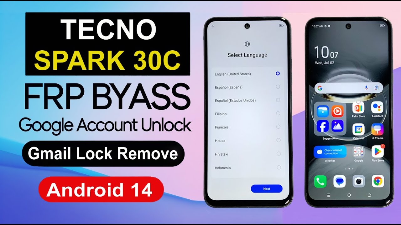Tecno Spark 30C (KL5) FRP Bypass Android 14 | Google Account Unlock 2025 |