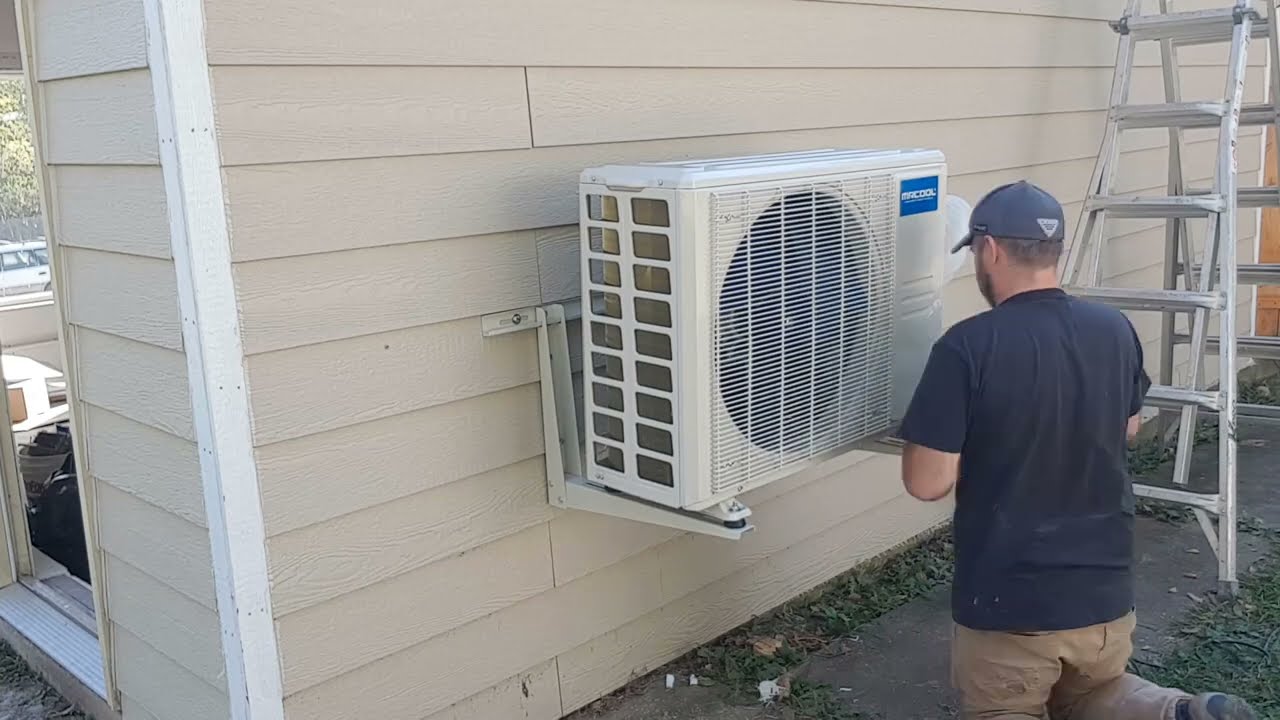 DuctlessAire Outdoor Wall Mounting Bracket for Ductless Mini Split. Unboxing and Install DIY.
