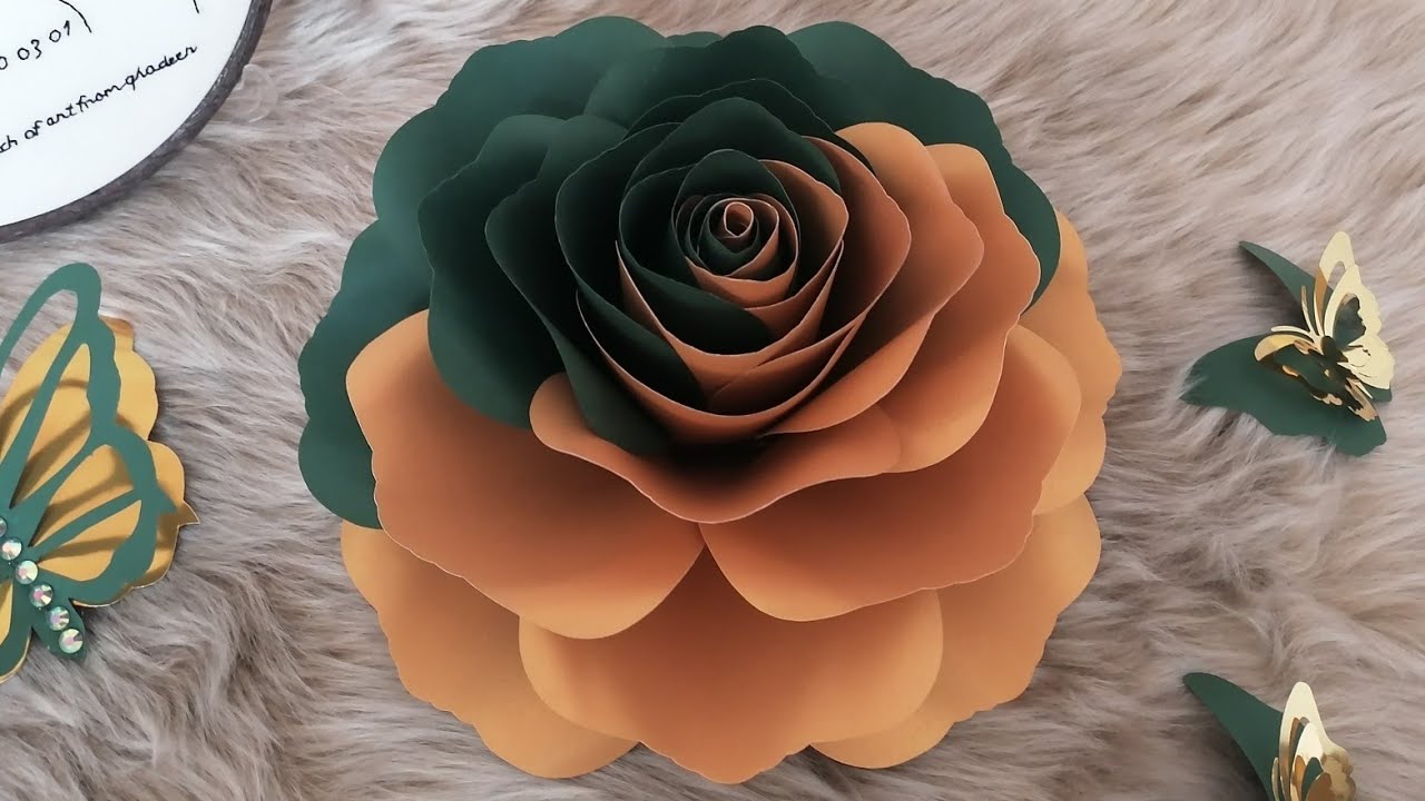 صنع وردة جورية من ورق الكرتون المقوى بلونين#Making a rose from cardboard in two colors