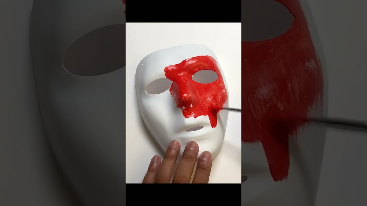 Custom painting a DIY Halloween Mask 😳🔥🎨 #shorts #art #diy