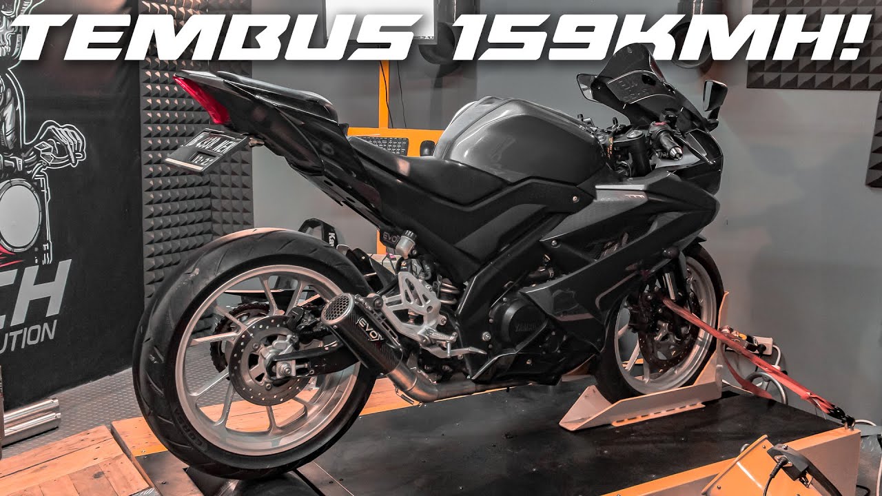ISENG DYNO YAMAHA ALL NEW R15 V3 DENGAN KNALPOT EVOX X1GPC - TEMBUS 159KMH DI ATAS MESIN DYNO!