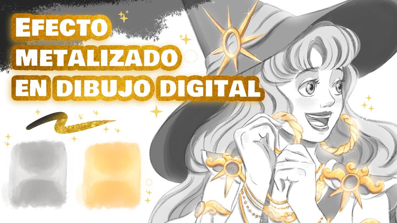 DIBUJAR EFECTO METALIZADO Y EFECTO ORO EN DIGITAL| tutorial paso a paso para dibujar metales y joyas