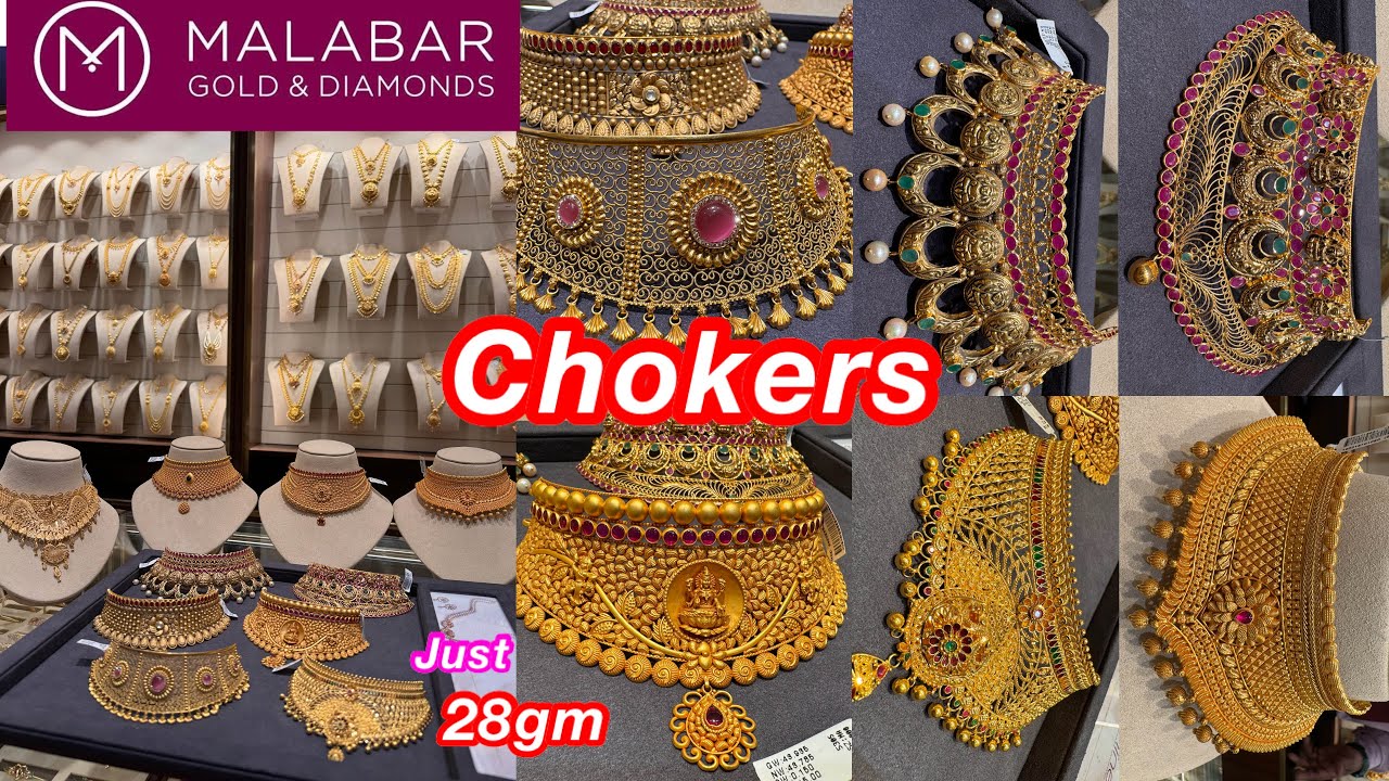 Just 28gm onwards gold Choker collections from Malabar | Gold choker - antique/ethnic/Temple wear