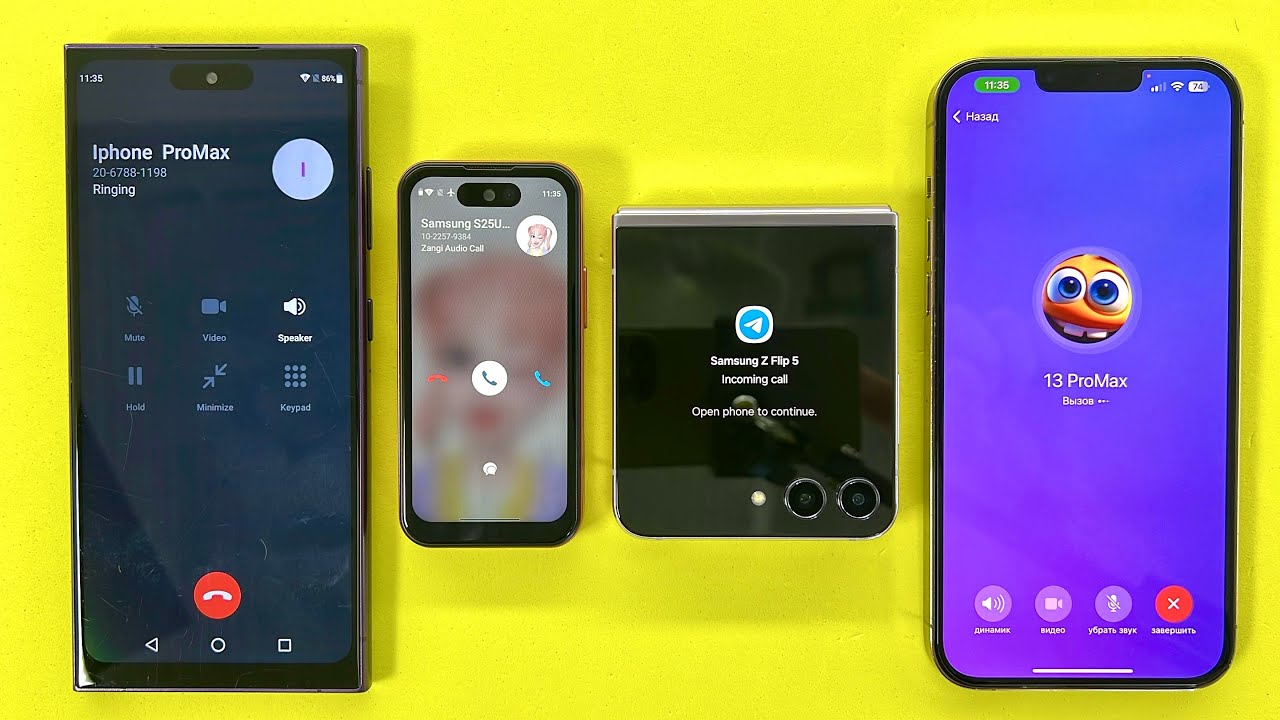 Incoming + Outgoing Call Telegram & Zangi + FAKE Call Samsung S25Ultra/ Z Flip5, iPhone 17/ 13ProMax