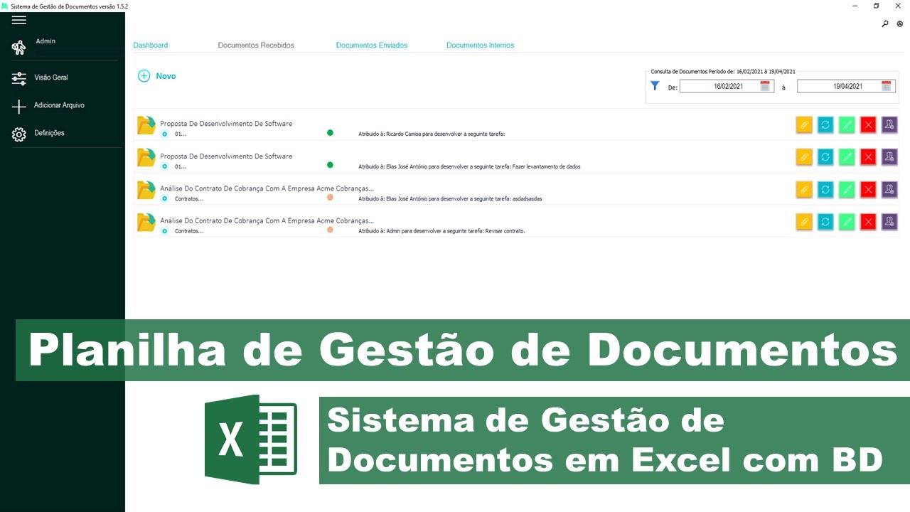 Planilha de Gestão de Documentos Excel