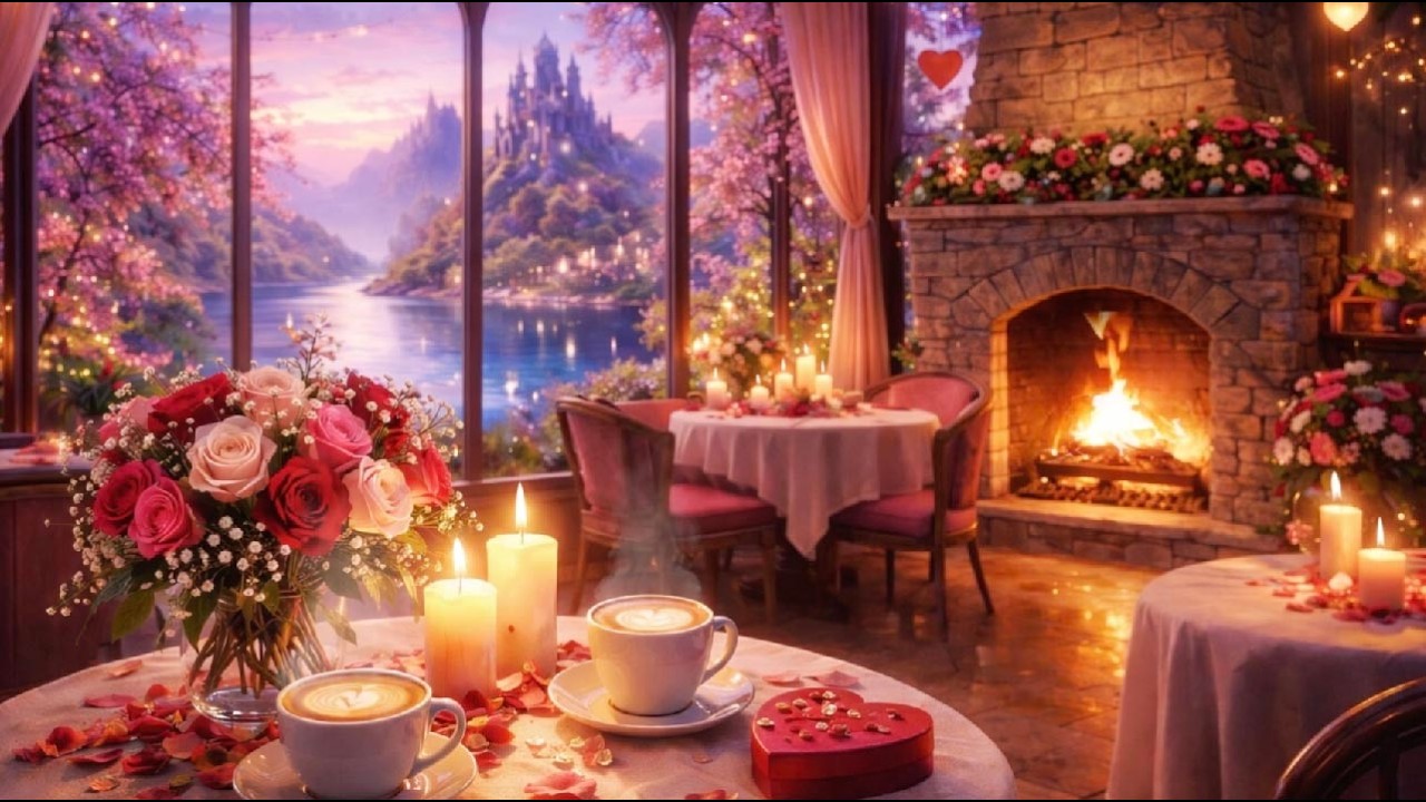 Romantic Fireplace Sounds (No Music) 🔥 | Cozy Valentine Night Ambience