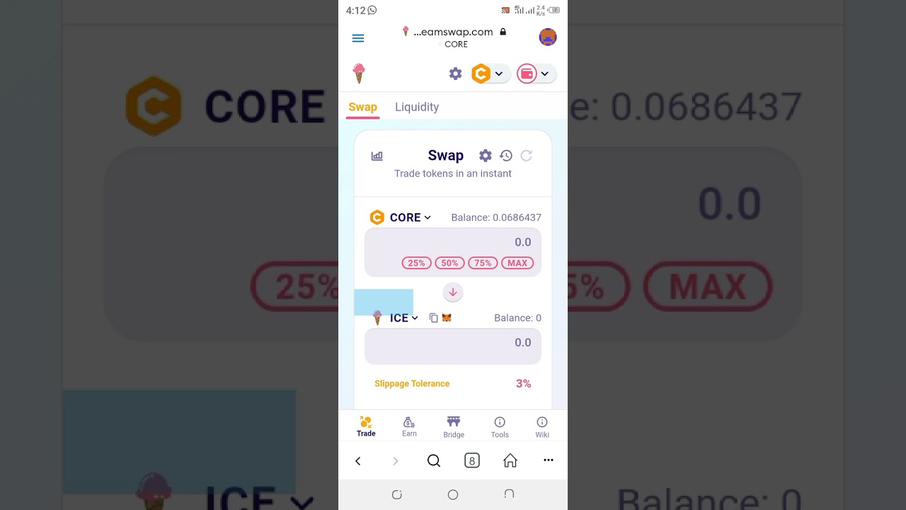 How to Swap on Core Chain using Icecreamswap