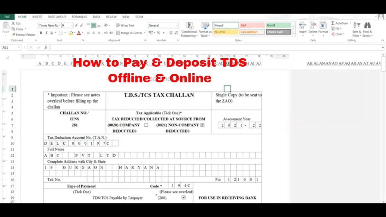 How to Pay & Deposit TDS Offline and Online | How to Fill Challan 281 and Pay