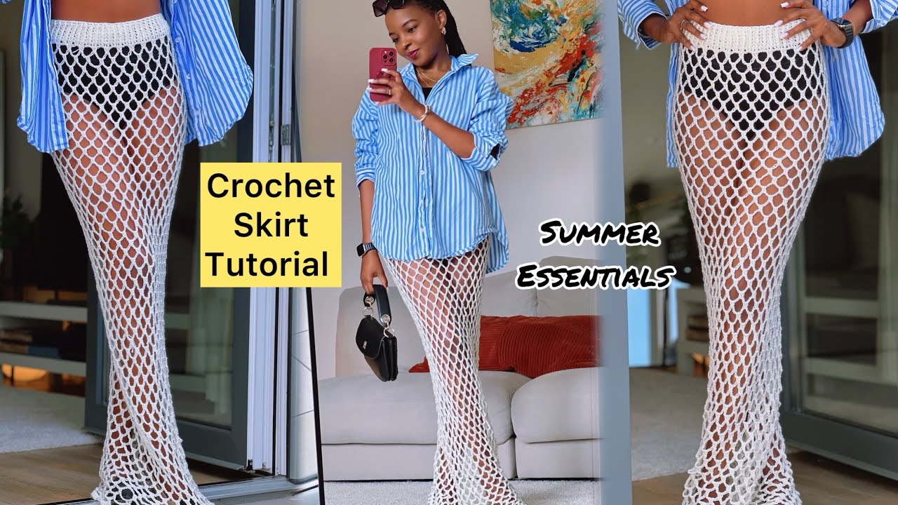 EASY  And FAST Crochet Mesh Skirt Tutorial / Crochet Coverup