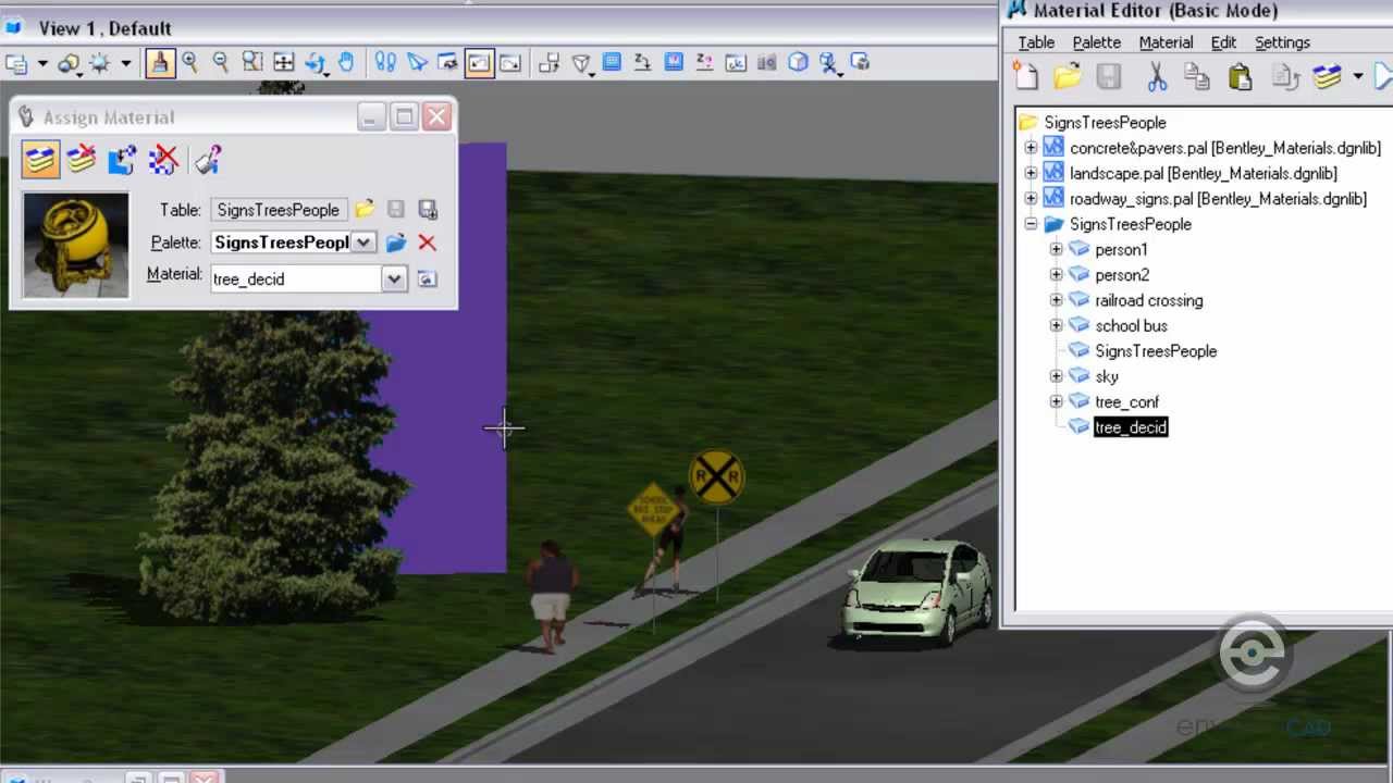 Visualization Example - Trees People Signs MicroStation V8i (SELECTseries)