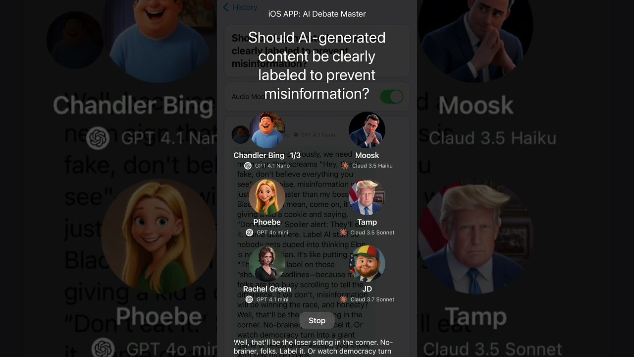 Should AI-generated content be clearly labeled to prevent misinformation?  #debate #aidebate #trump