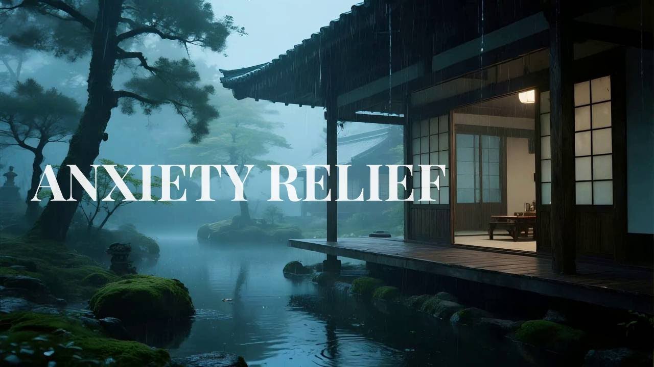 🔴 Healing Peace Soft Rain ASMR in Blue Dusk Japanese Moss Garden to Calm Your Anxious Mind Instantly