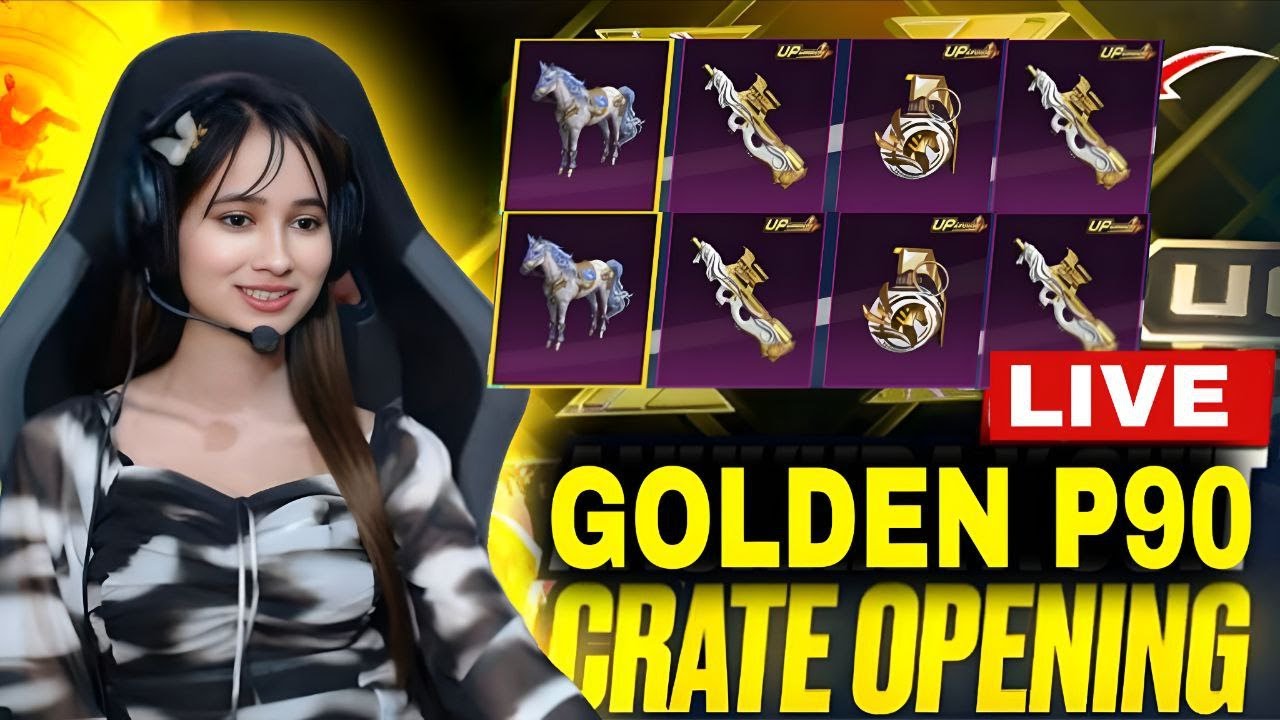 GOLDEN P90 CRATE OPENING😱CONQUEROR TOP 100 LIVE😍💥BGMI LIVE |#bgmilive #girlgamer #pubgmobile