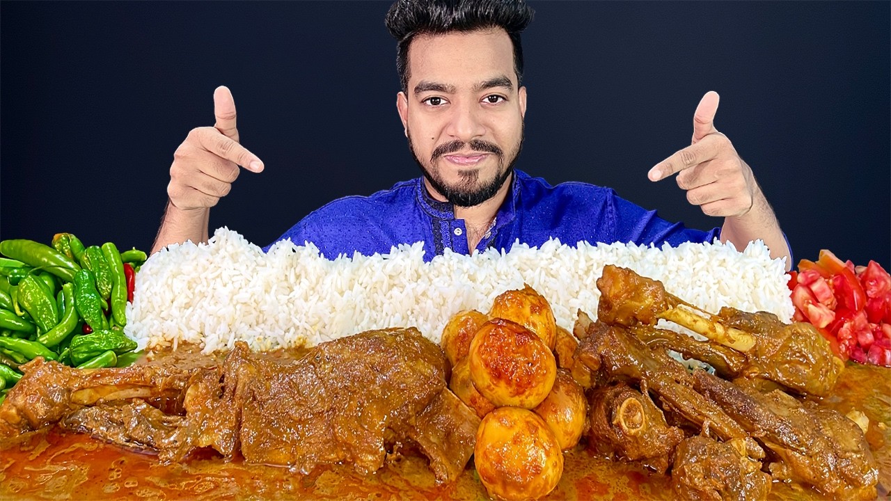 ASMR EATING BIG FULL MUTTON LEG PIECE, MUTTON CURRY AND EGG CURRY WITH EATING SHOW | ASMR MUKBANG