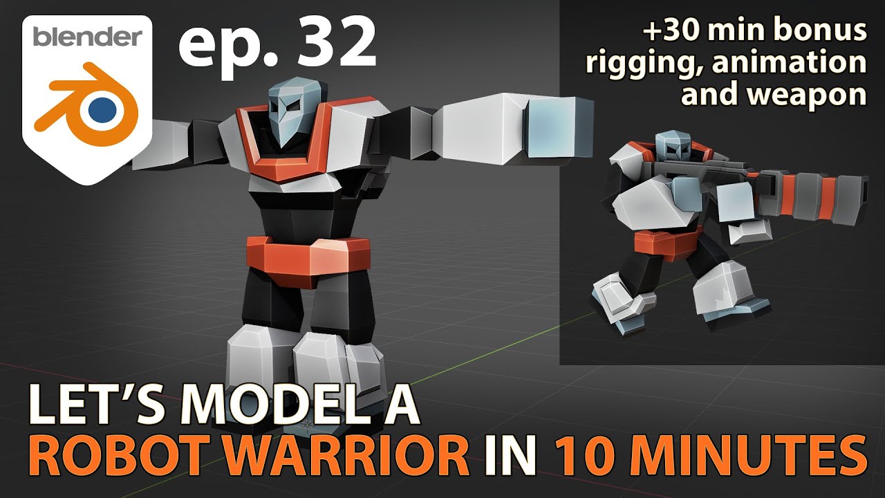 Let's model a ROBOT WARRIOR in 10 MINUTES - Blender 2.83 - ep. 32