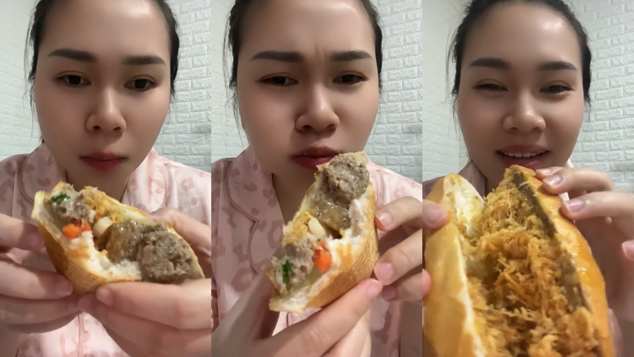 ăn bánh mì chà bông siêu pate với mình nha mọi người ơi #food #mukbang #viral #eating #yummy 