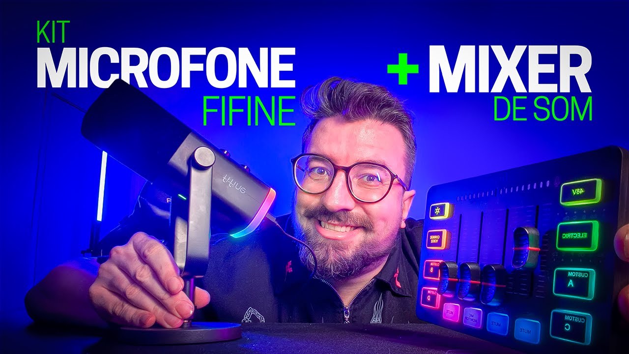 UNBOXING E PRIMEIRAS IMPRESSÕES KIT MICROFONE FIFINE AM8 + MIXER DE SOM FIFINE