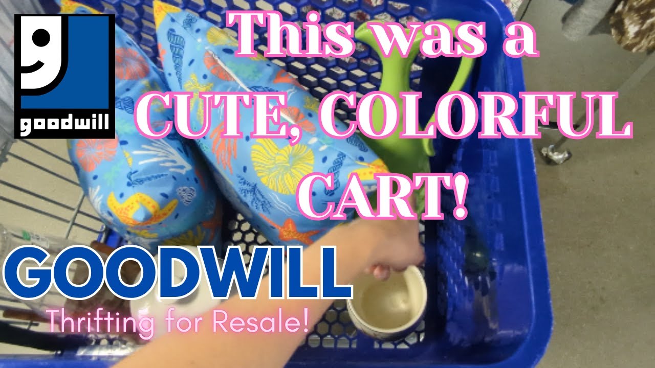 THIS WAS A CUTE, COLORFUL CART! Vendor Booth Update! Goodwill Thrifting for Resale!  Thrift with me!