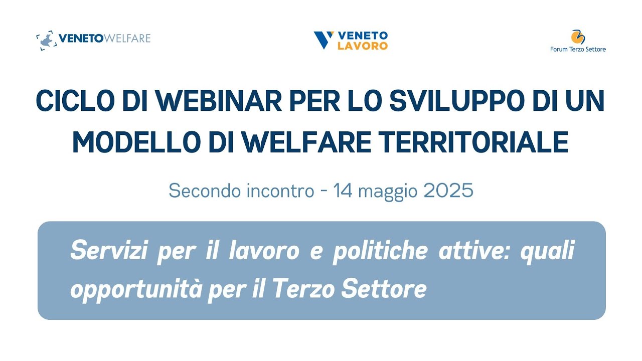 Webinar Servizi per il lavoro e politiche attive: quali opportunità per il terzo settore