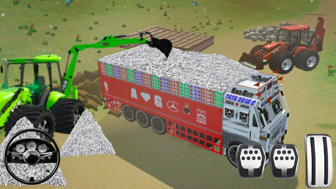 Drive JCB and loaded stone 🪨 in damper unloading From Damper Fast drive prat-327/#gamingvideos