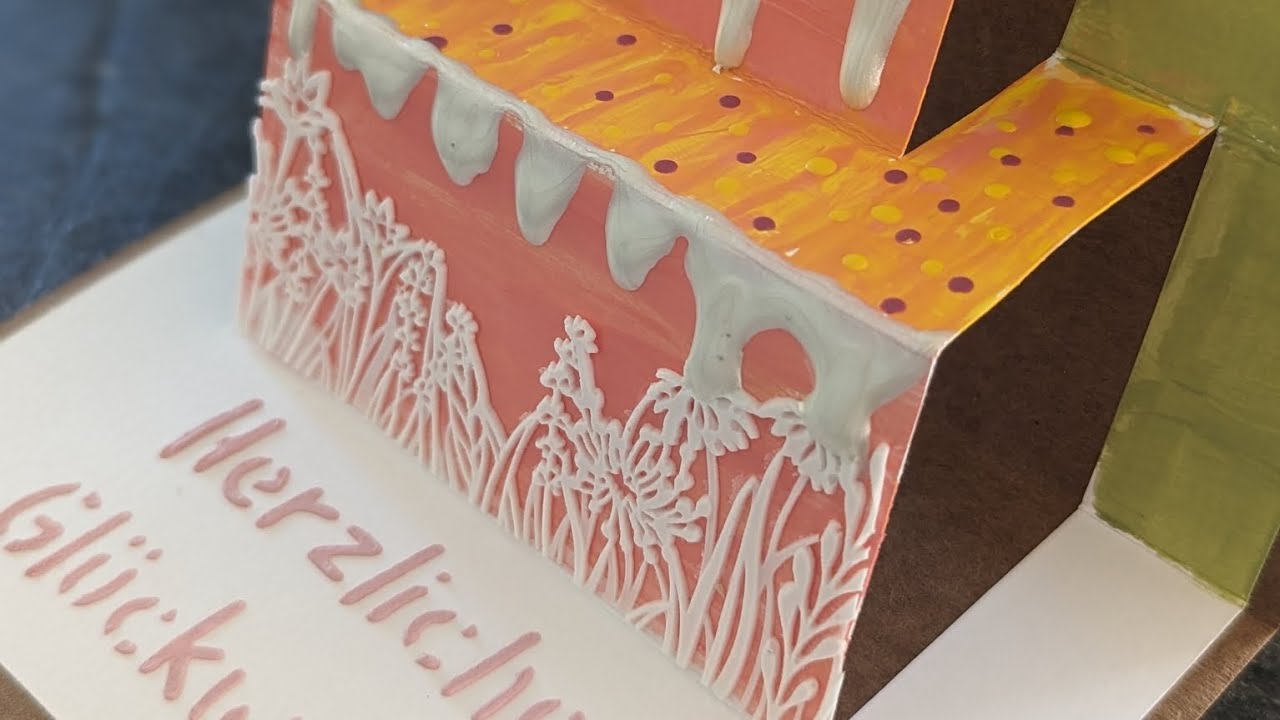 3D-Geburtstagskarte mit Gonidekor und Spitzencreme