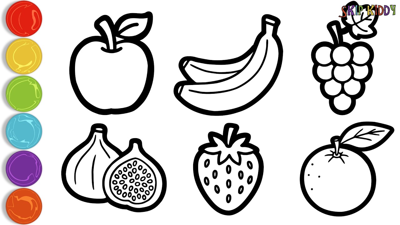 🍎Drawing & coloring fruits A : apple🍎 B : banana🍌...🍊🍓🍇Drawing,painting & coloring fruits easy🌸[2]