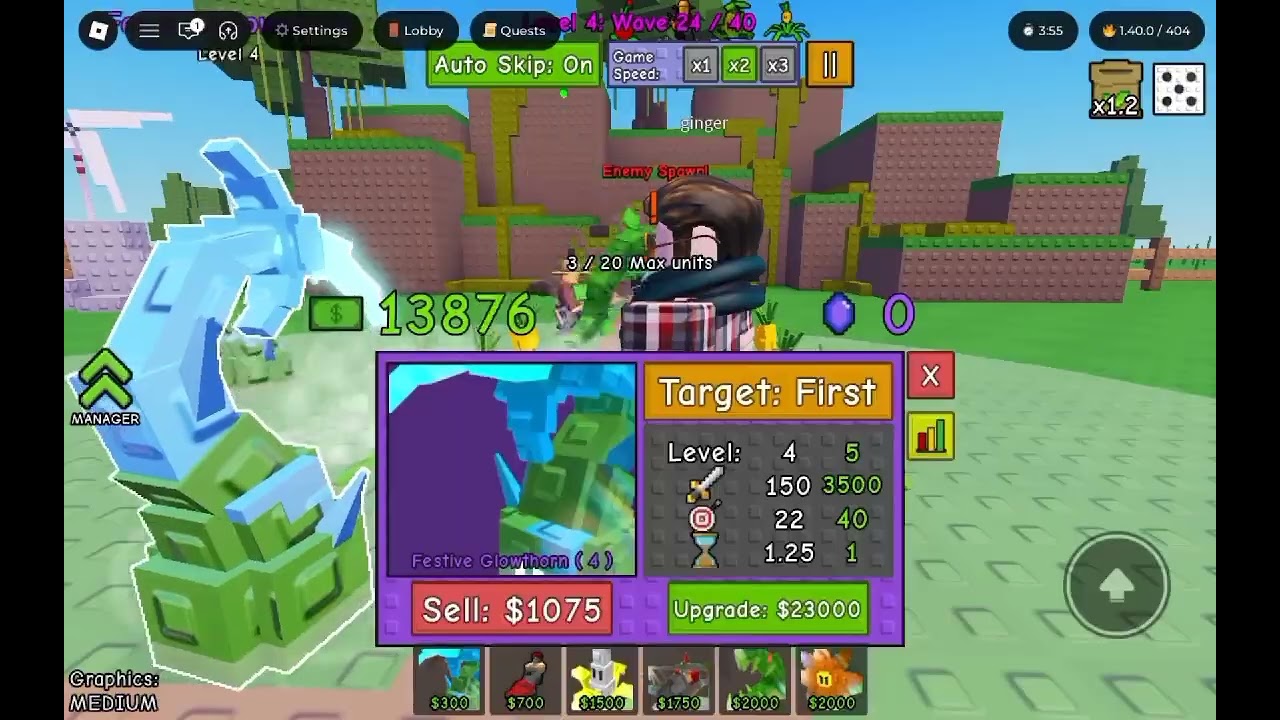 Playing garden tower defense with my cousin!!