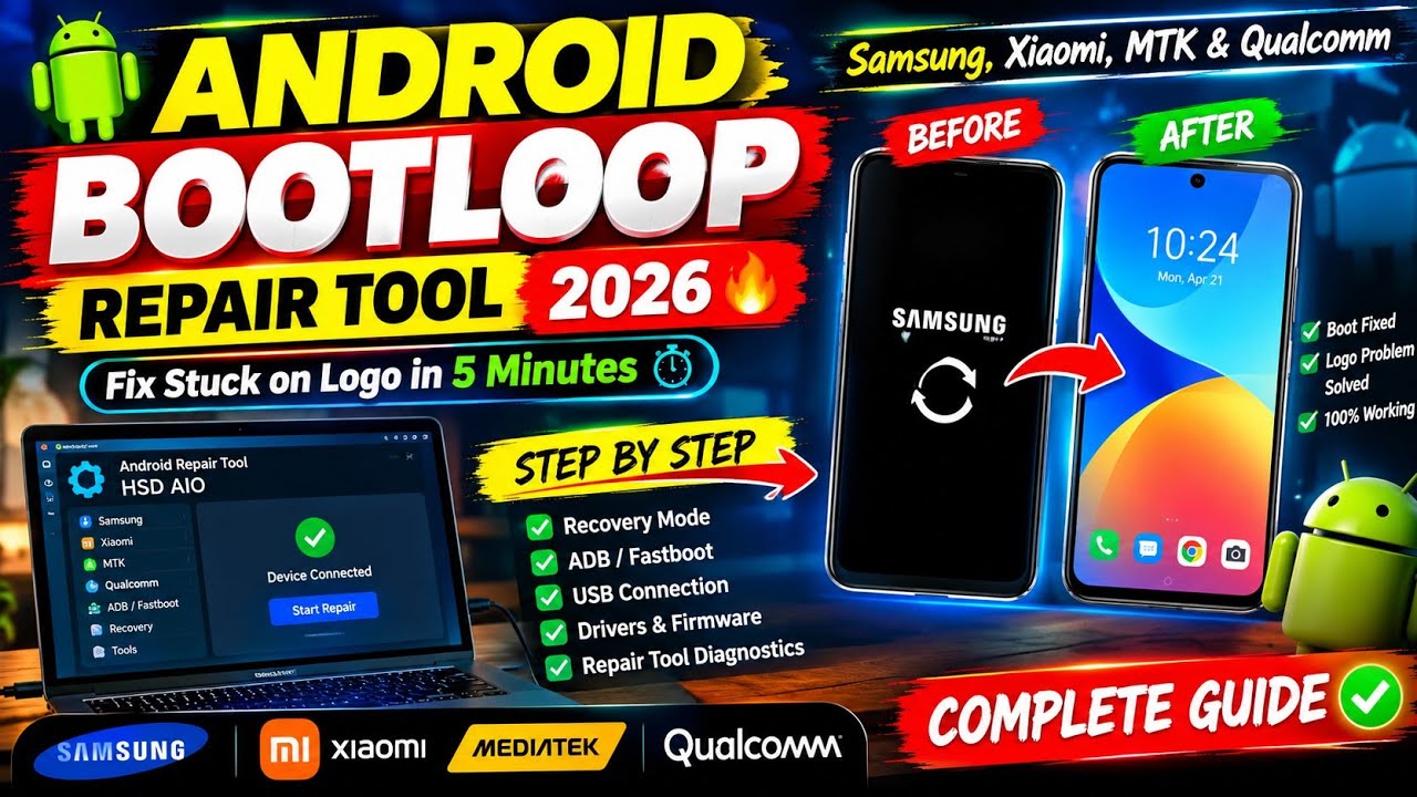 Android Bootloop Repair Tool 2026 | Fix Stuck on Logo in 5 Minutes | Samsung, Xiaomi, MTK & Qualcomm