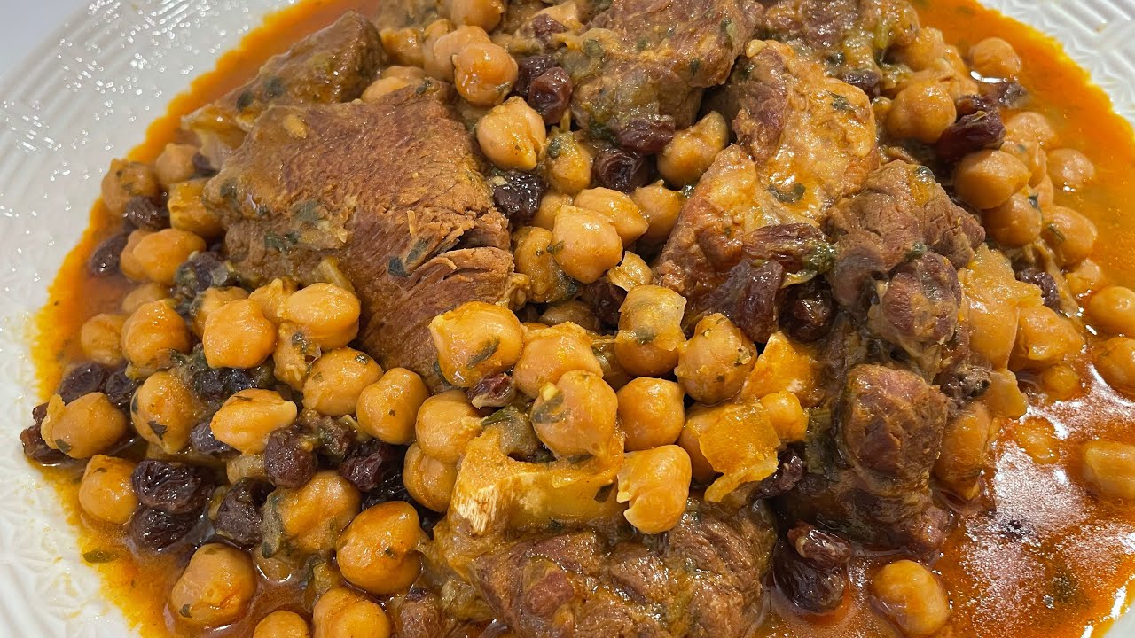 أحلى طاجين اللحم بالحمص و الزبيب 👌طبق مغربي 🇲🇦لذيذ ماغاديش تشبع منو 😋