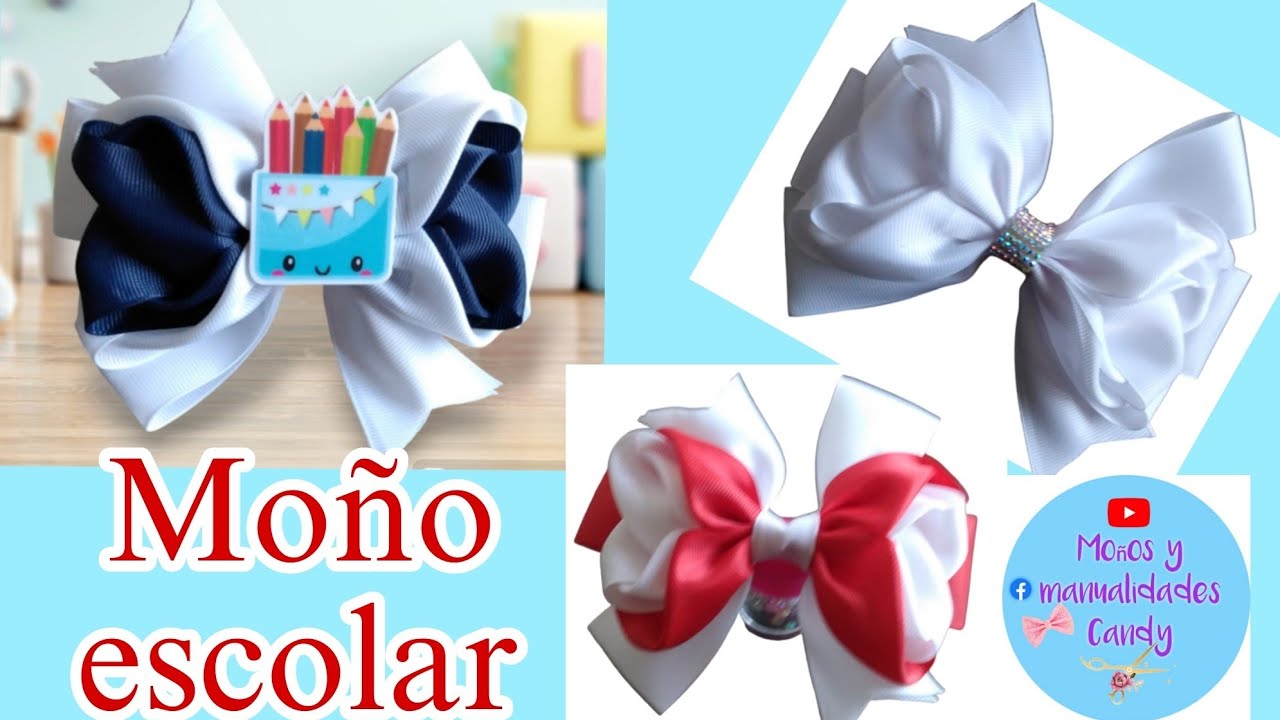 Moño escolar🎀 listón ancho 4