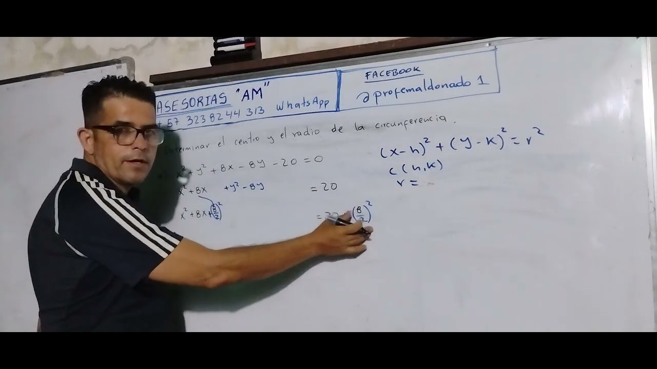 Determinar el radio y el centro de la circunferencia.