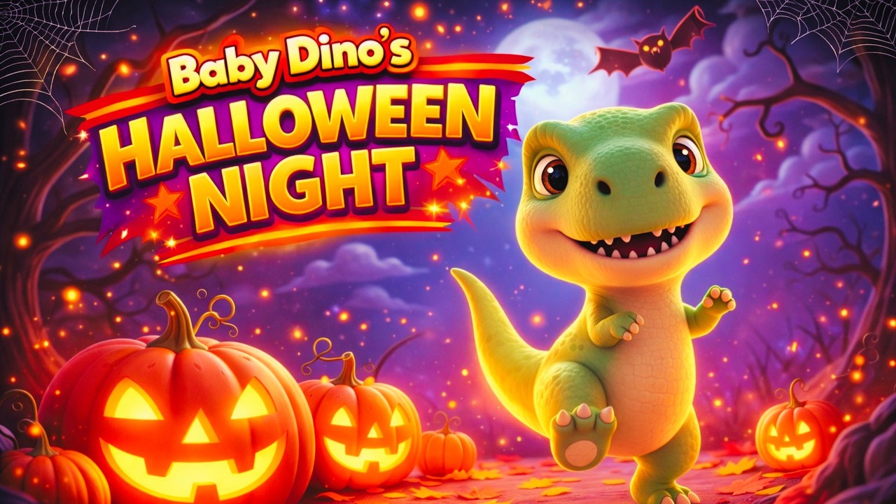 Baby Dino’s Halloween Night | Nursery Rhymes for Kids | Baby Songs | BoogieBop Babies