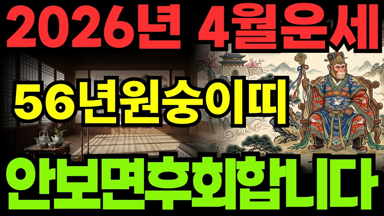 [56년원숭이띠운세]안보면100%후회하는1956년병신생원숭이띠26년4월운세