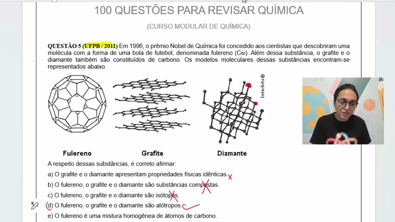 005 -  UFPB / 2011| SUBSTÂNCIAS | 100 questões para revisar química | Química Geral 1.