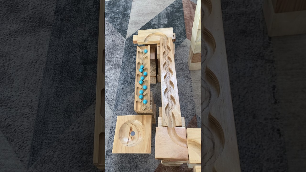 Satisfying ASMR Light Blue Marbles Run #marblesasmr #marblesrun #marbleracing #satisfying #shorts