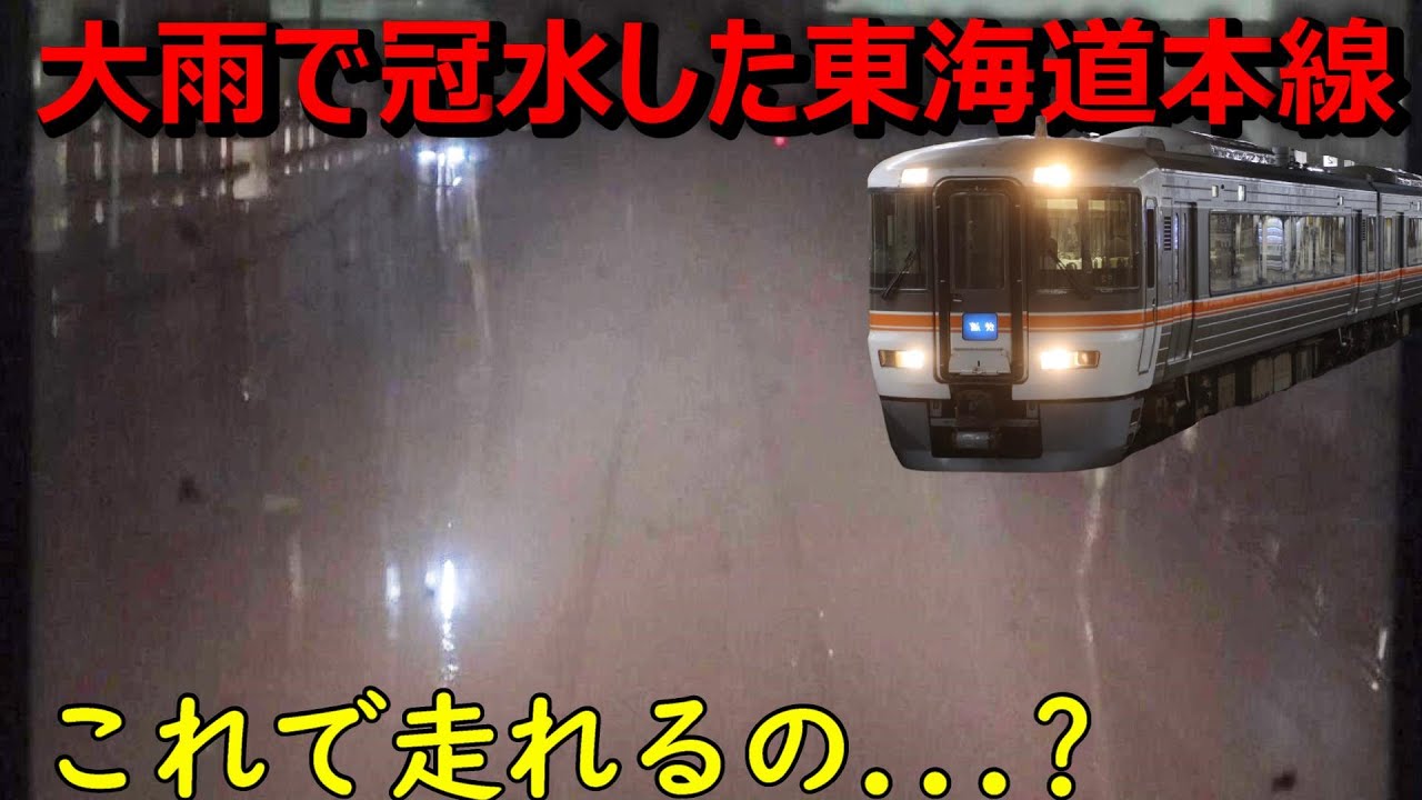 大雨で冠水してしまった東海道本線を強行突破する快速列車がすごすぎました...