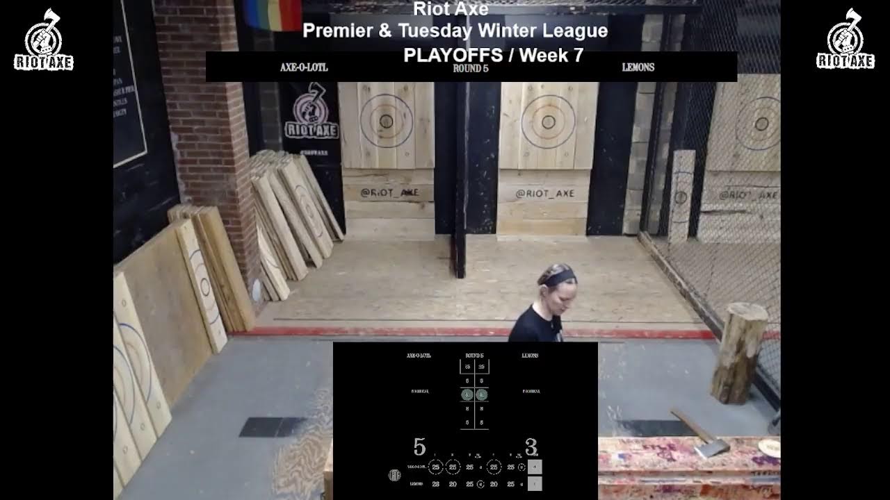 Riot Axe Premier & Tuesday League Winter 2026 PLAYOFFS & Week 7 |  Axe Throwing